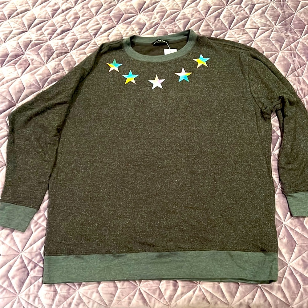 NWT Wildfox Star Grey Tunic Oversized Sweatshirt small